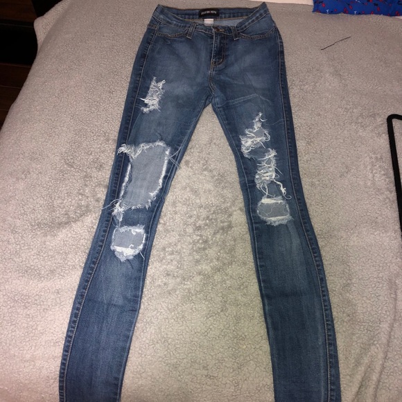 FashionNova Denim Ripped Skinny Jeans